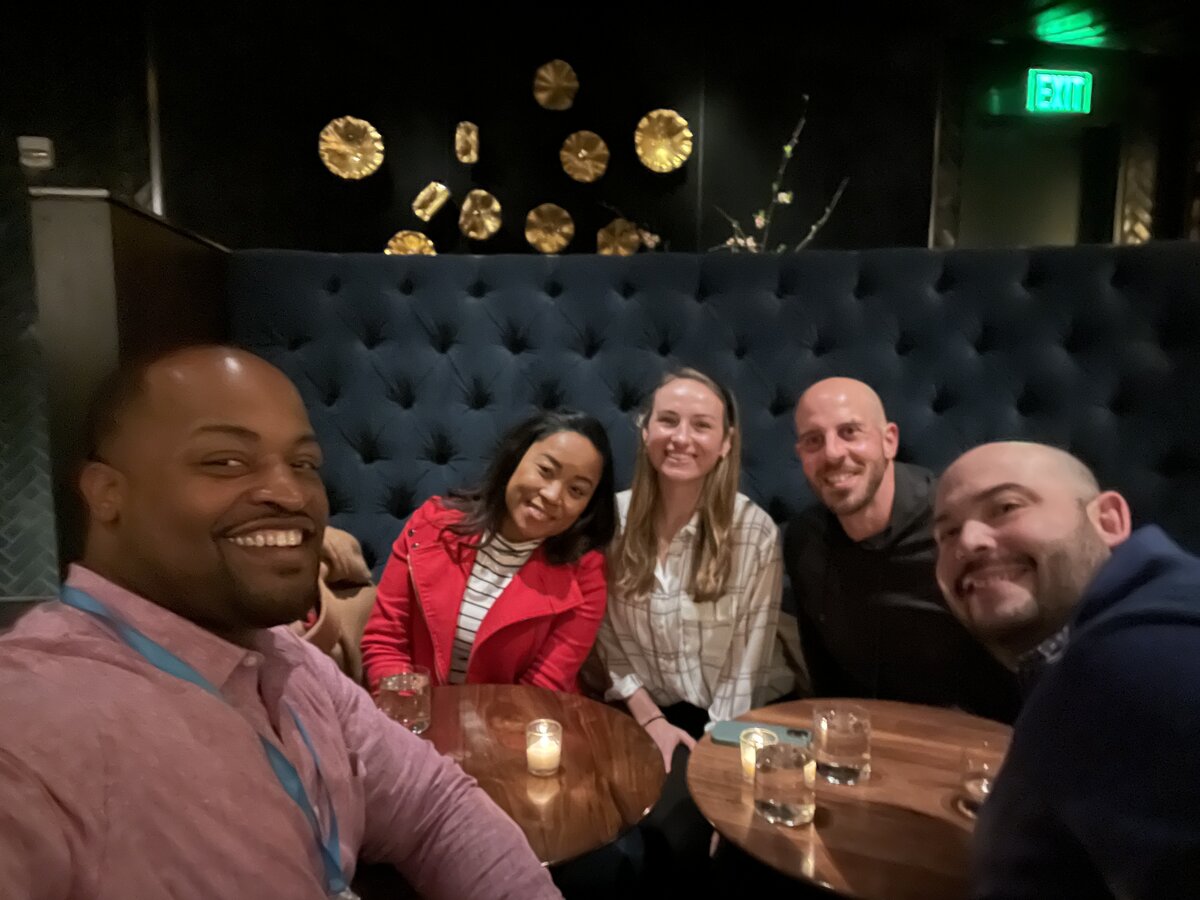 Lucius Williams out to dinner with friends and colleagues